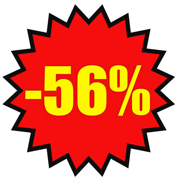 Скидка 56%. 3D иллюстрация на белом фоне
.