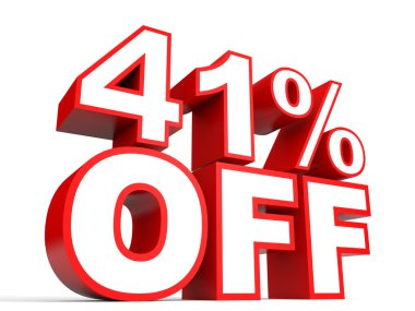 Yüzde 41 kapalı indirim. Beyaz arka plan üzerinde 3D çizim.