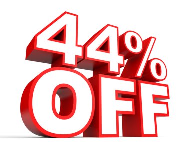 Kapalı yüzde 44 indirim. Beyaz arka plan üzerinde 3D çizim.