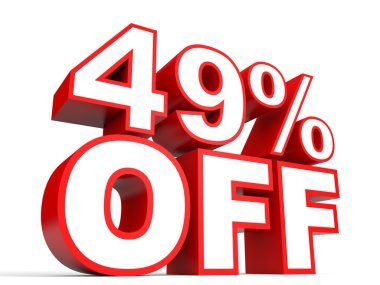 Yüzde 49'kapalı indirim. Beyaz arka plan üzerinde 3D çizim.