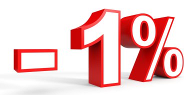 Yüzde 1 kapalı indirim. Beyaz arka plan üzerinde 3D çizim.