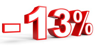 Kapalı yüzde 13 indirim. Beyaz arka plan üzerinde 3D çizim.