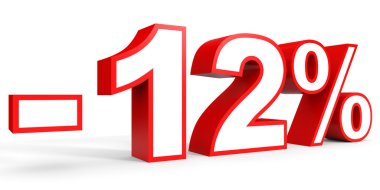 Kapalı yüzde 12 indirim. Beyaz arka plan üzerinde 3D çizim.