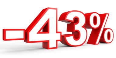 Kapalı yüzde 43 oranında indirim. Beyaz arka plan üzerinde 3D çizim.