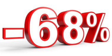 Kapalı yüzde 68 oranında indirim. Beyaz arka plan üzerinde 3D çizim.