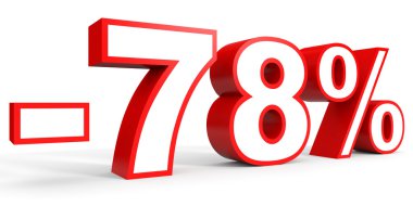 Kapalı yüzde 78 indirim. Beyaz arka plan üzerinde 3D çizim.