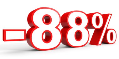 Yüzde 88'i kapalı indirim. Beyaz arka plan üzerinde 3D çizim.