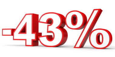 Kapalı yüzde 43 oranında indirim. Beyaz arka plan üzerinde 3D çizim.