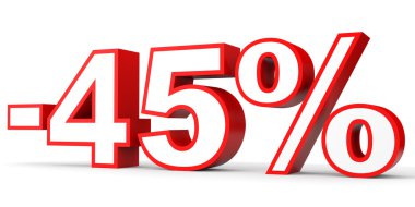 Kapalı yüzde 45 indirim. Beyaz arka plan üzerinde 3D çizim.