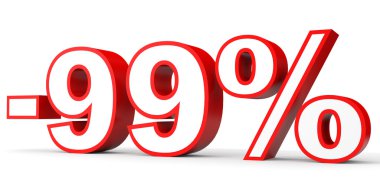 Kapalı yüzde 99 indirim. Beyaz arka plan üzerinde 3D çizim.