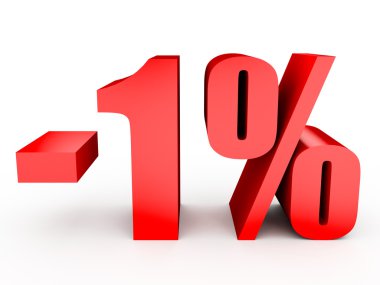 Yüzde 1 kapalı indirim. Beyaz arka plan üzerinde 3D çizim.