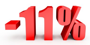 Kapalı yüzde 11 indirim. Beyaz arka plan üzerinde 3D çizim.