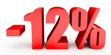 Kapalı yüzde 12 indirim. Beyaz arka plan üzerinde 3D çizim.