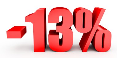 Kapalı yüzde 13 indirim. Beyaz arka plan üzerinde 3D çizim.