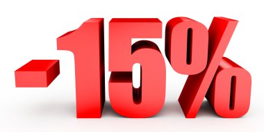 Kapalı yüzde 15 indirim. Beyaz arka plan üzerinde 3D çizim.