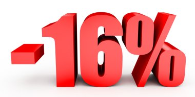 Kapalı yüzde 16 oranında indirim. Beyaz arka plan üzerinde 3D çizim.