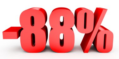 Yüzde 88'i kapalı indirim. Beyaz arka plan üzerinde 3D çizim.