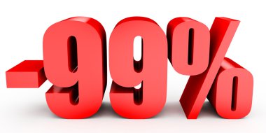 Kapalı yüzde 99 indirim. Beyaz arka plan üzerinde 3D çizim.