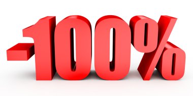 Yüzde 100 kapalı indirim. Beyaz arka plan üzerinde 3D çizim.