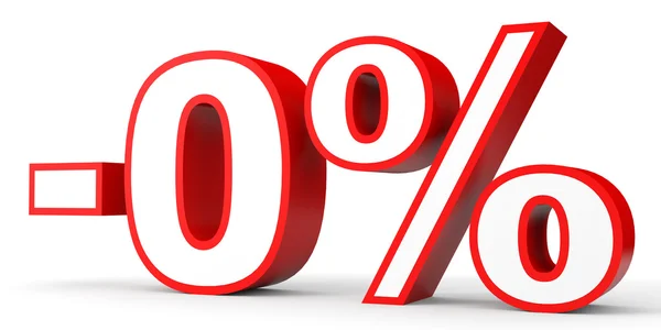 Zero percent. 3D illustration on white background. — Stock Photo, Image