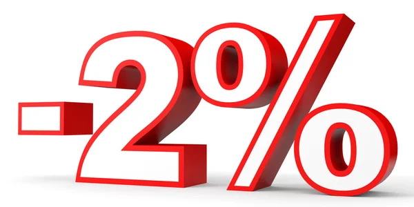 Sconto del 2%. Illustrazione 3D su sfondo bianco . — Foto Stock