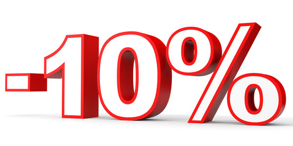 Скидка 10%. 3D иллюстрация на белом фоне
.