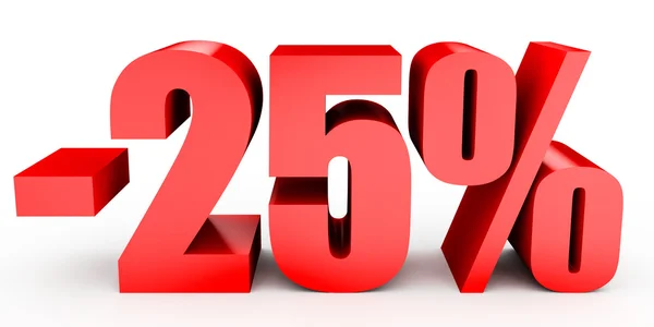 Sconto del 25%. Illustrazione 3D su sfondo bianco . — Foto Stock