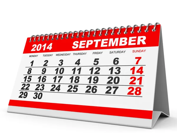 Calendar September 2014. — Stock Photo, Image