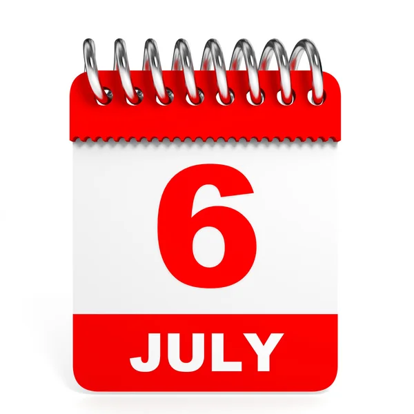 Календарь на белом фоне 6 июля . — стоковое фото