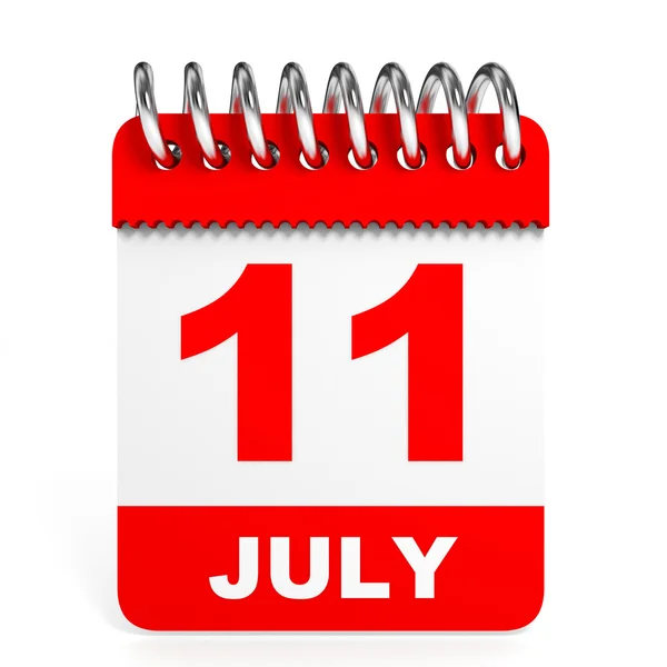 Calendário sobre fundo branco. 11 de Julho . — Fotografia de Stock