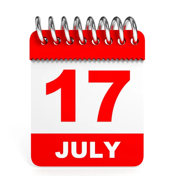 Calendario sobre fondo blanco. 17 de julio . —  Fotos de Stock