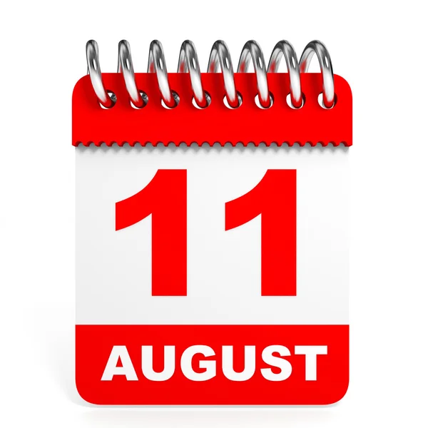 Kalendarz na białym tle. 11 sierpnia. — Zdjęcie stockowe