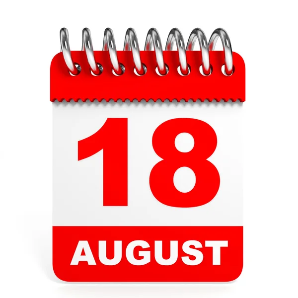Календар на білому тлі. 18 серпня . — стокове фото