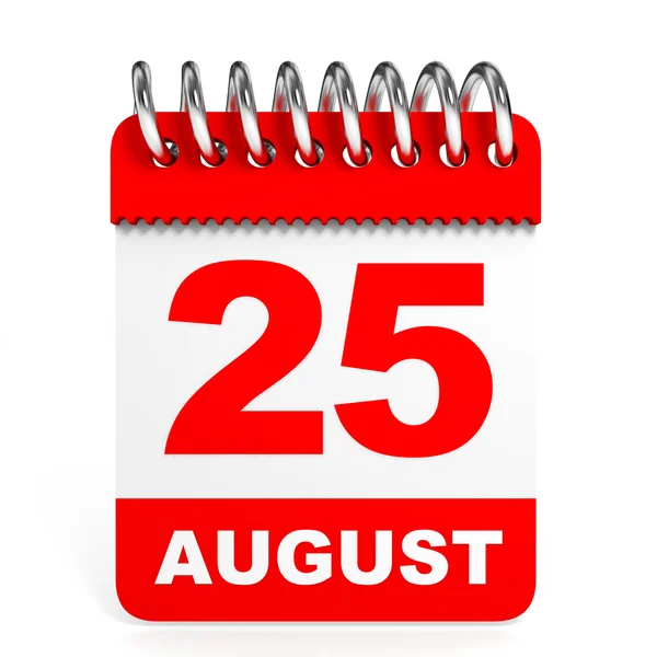 Calendario su sfondo bianco. 25 agosto . — Foto Stock