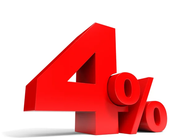 Red four percent off. Discount 4. — Stock Photo, Image