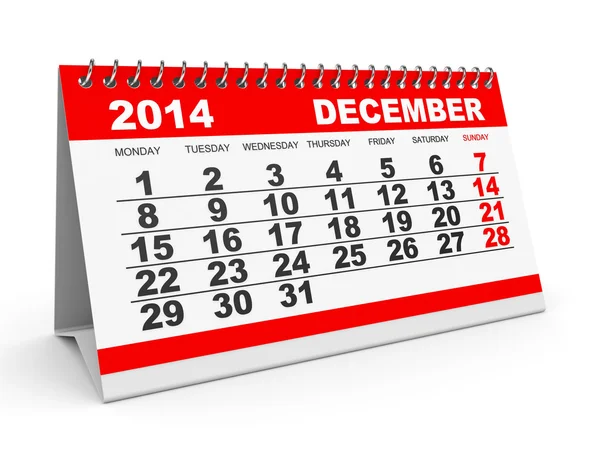 Calendario diciembre 2014 . —  Fotos de Stock