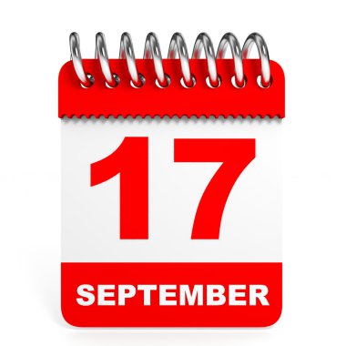 Takvim beyaz arka plan üzerinde. 17 Eylül.