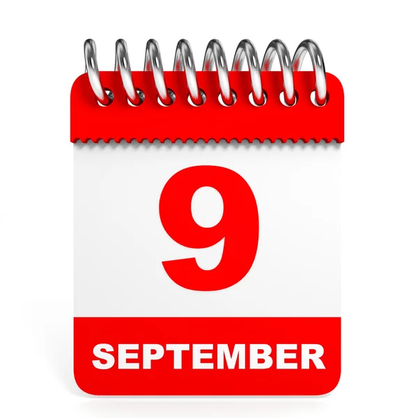 Calendar on white background. 9 September. — Stock Photo, Image