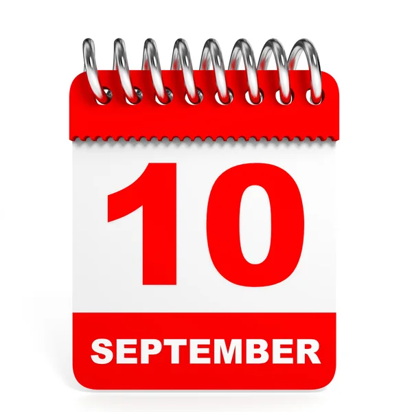 Kalender auf weißem Hintergrund. 10. September. — Stockfoto