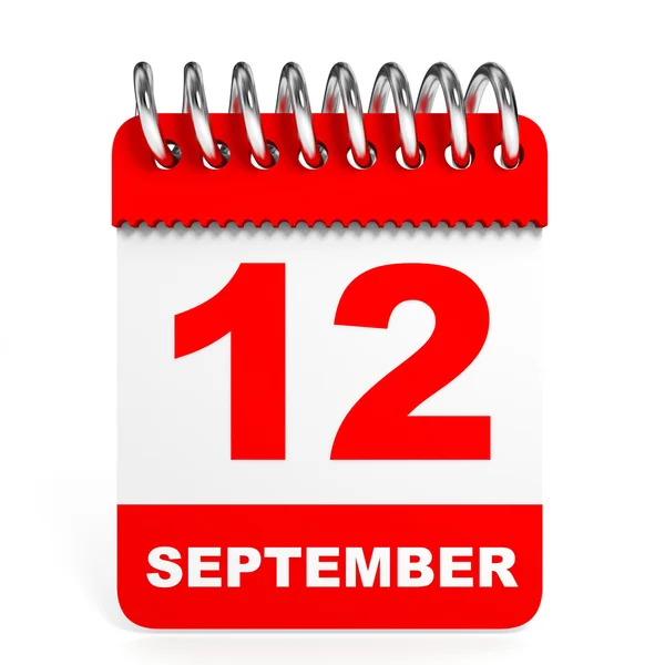 Calendario sobre fondo blanco. 12 de septiembre . —  Fotos de Stock
