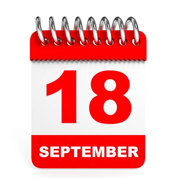 Kalendář na bílém pozadí. 18. září. — Stock fotografie