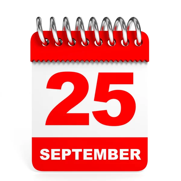 Kalender op witte achtergrond. 25 September. — Stockfoto