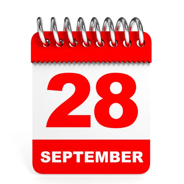 Calendario su sfondo bianco. 28 settembre . — Foto Stock