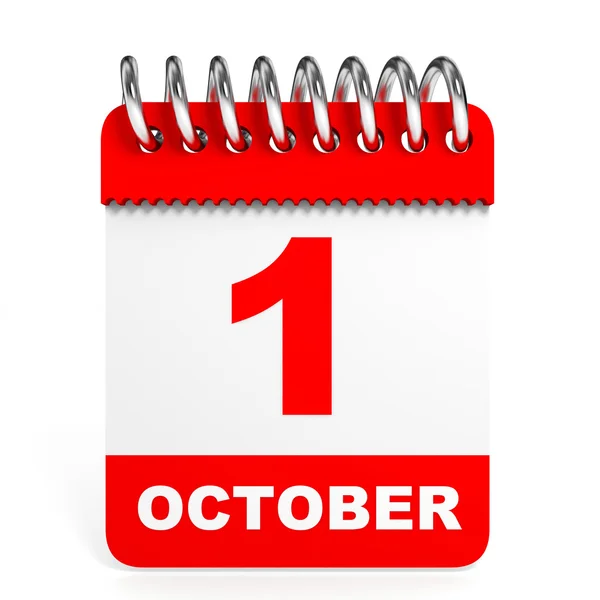 Calendar on white background. 1 October. — Stock Photo, Image