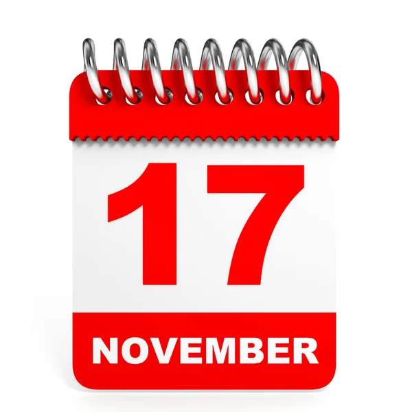 Kalendarz na białym tle. 17 listopada. — Zdjęcie stockowe