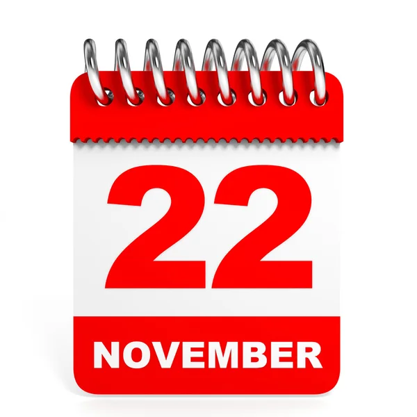 Calendar on white background. 22 November. — Stock Photo, Image