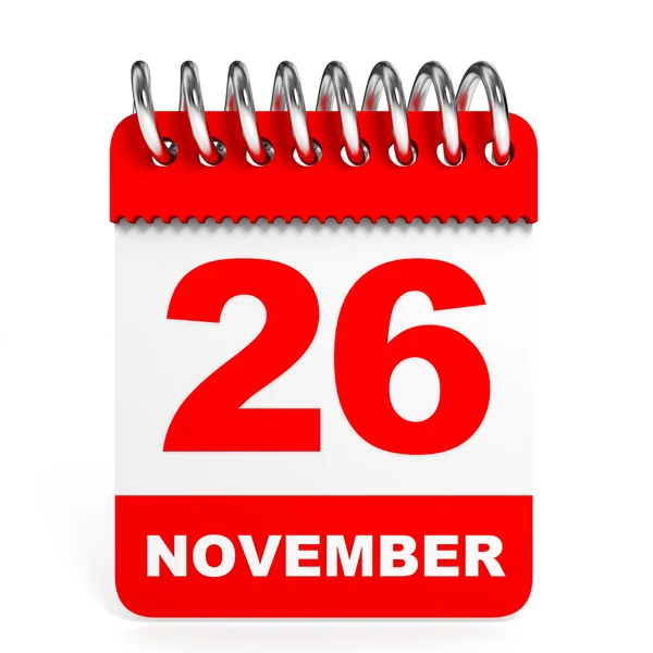 Calendar on white background. 26 November. — Stock Photo, Image
