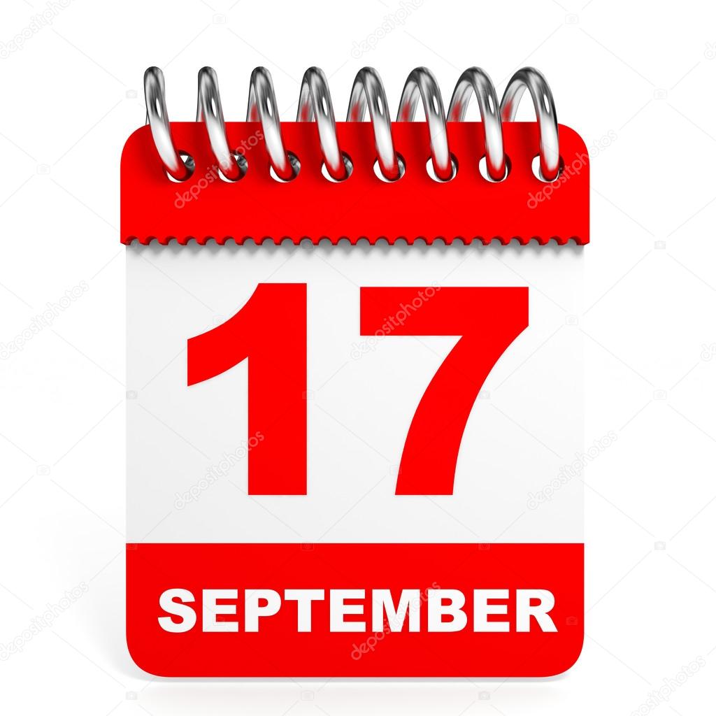 Calendar on white background. 17 September.
