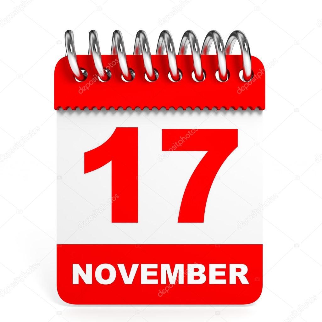 Calendar on white background. 17 November.