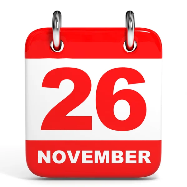 26 november calendar sheet with red pin. — Stock Photo © iCreative3D  #89666734